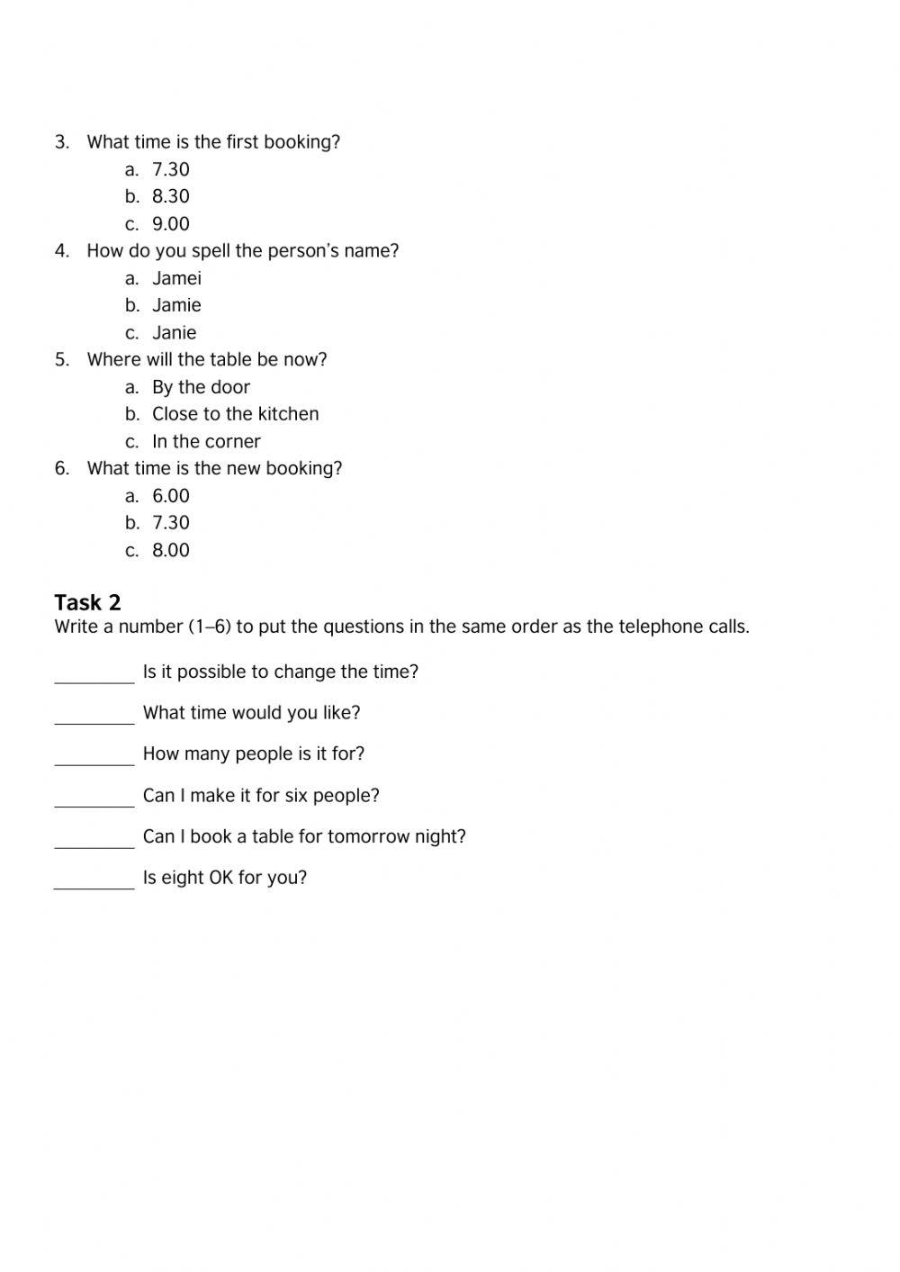 Listening a1 exercise 1