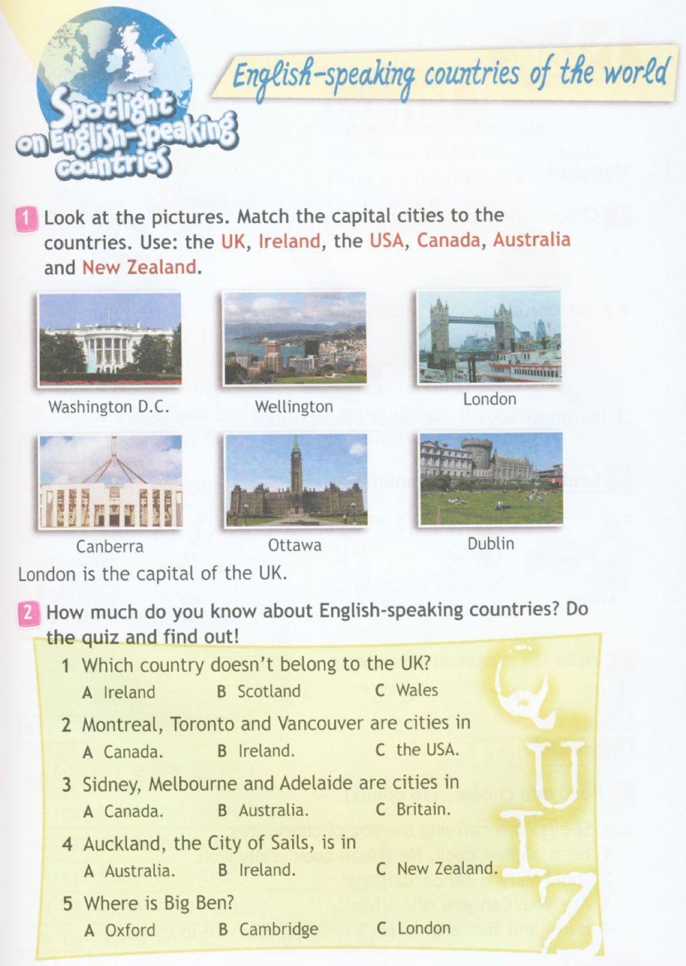 Quiz English speaking countries