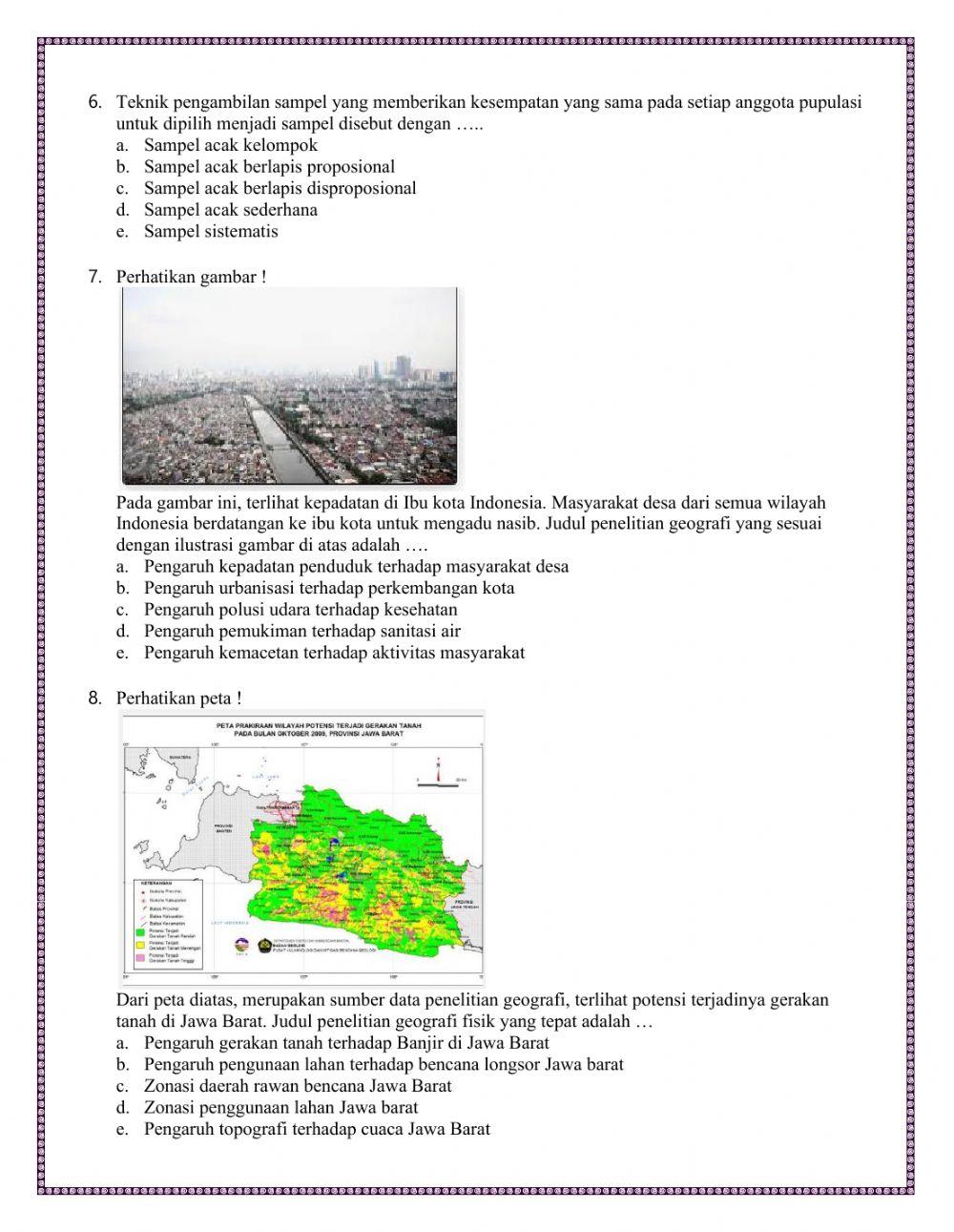 Latihan soal KD 3.2 langkah Penelitian Geografi
