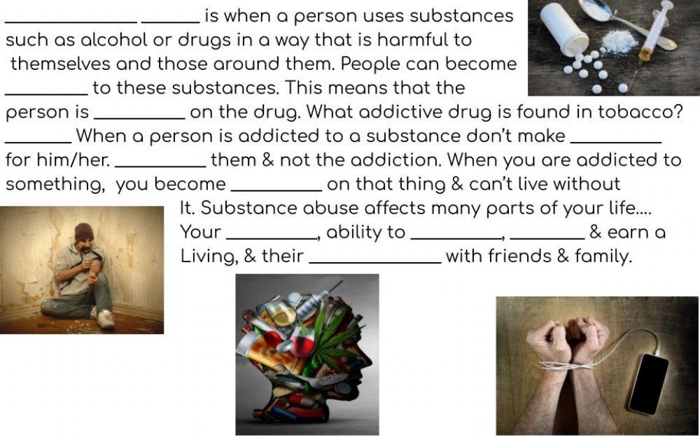 Substance abuse worksheet | Live Worksheets