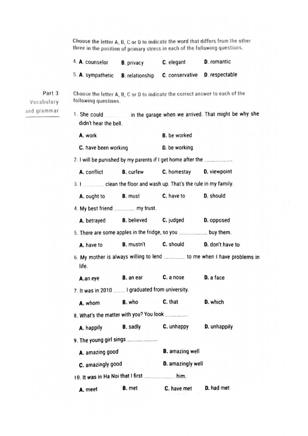 English 11 - 45' Test 1