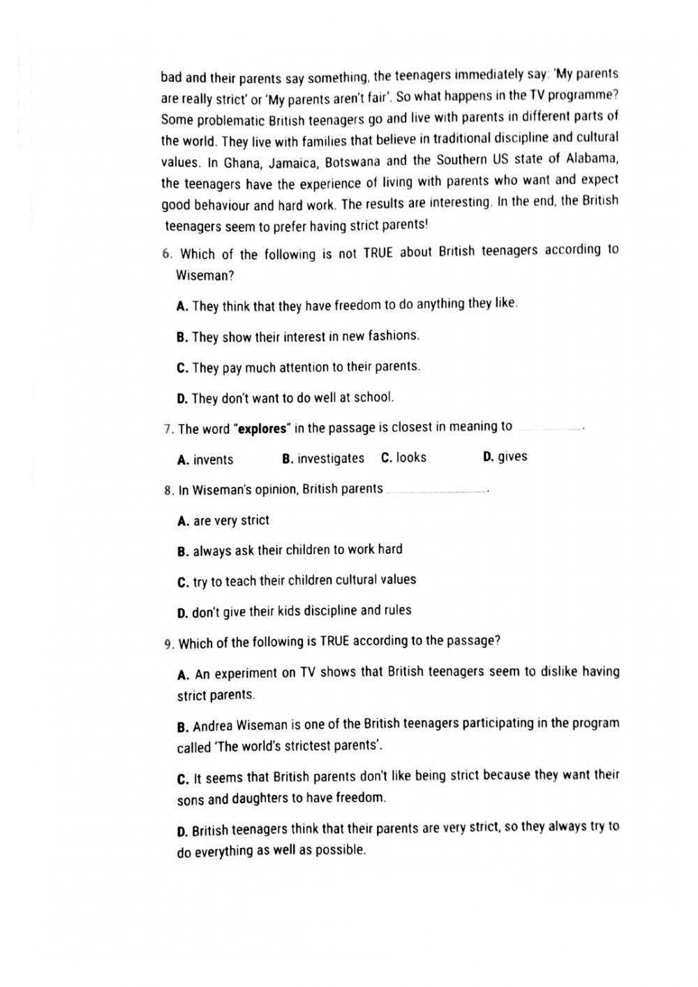 English 11 - 45' Test 1