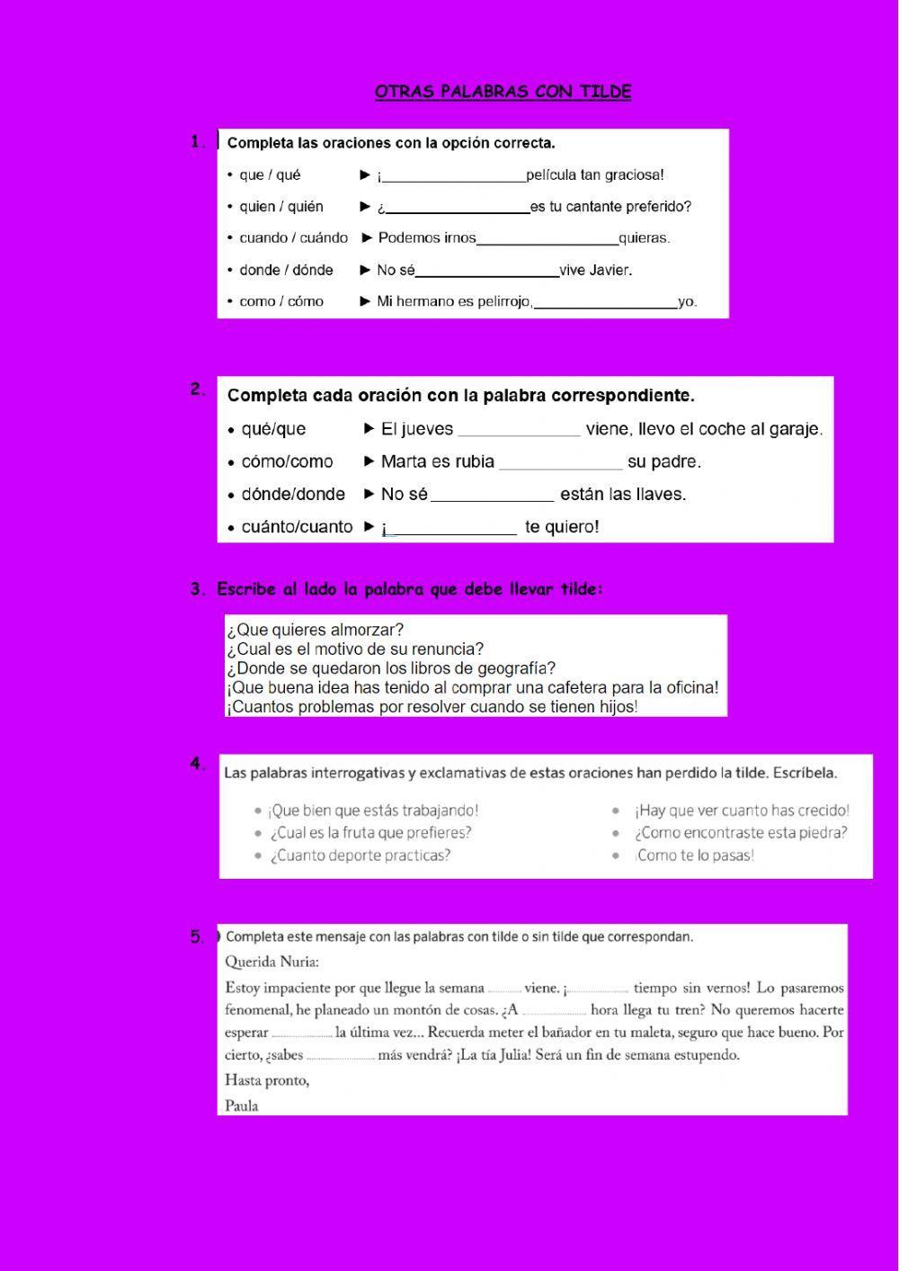 Tilde en exclamativos e interrogativos