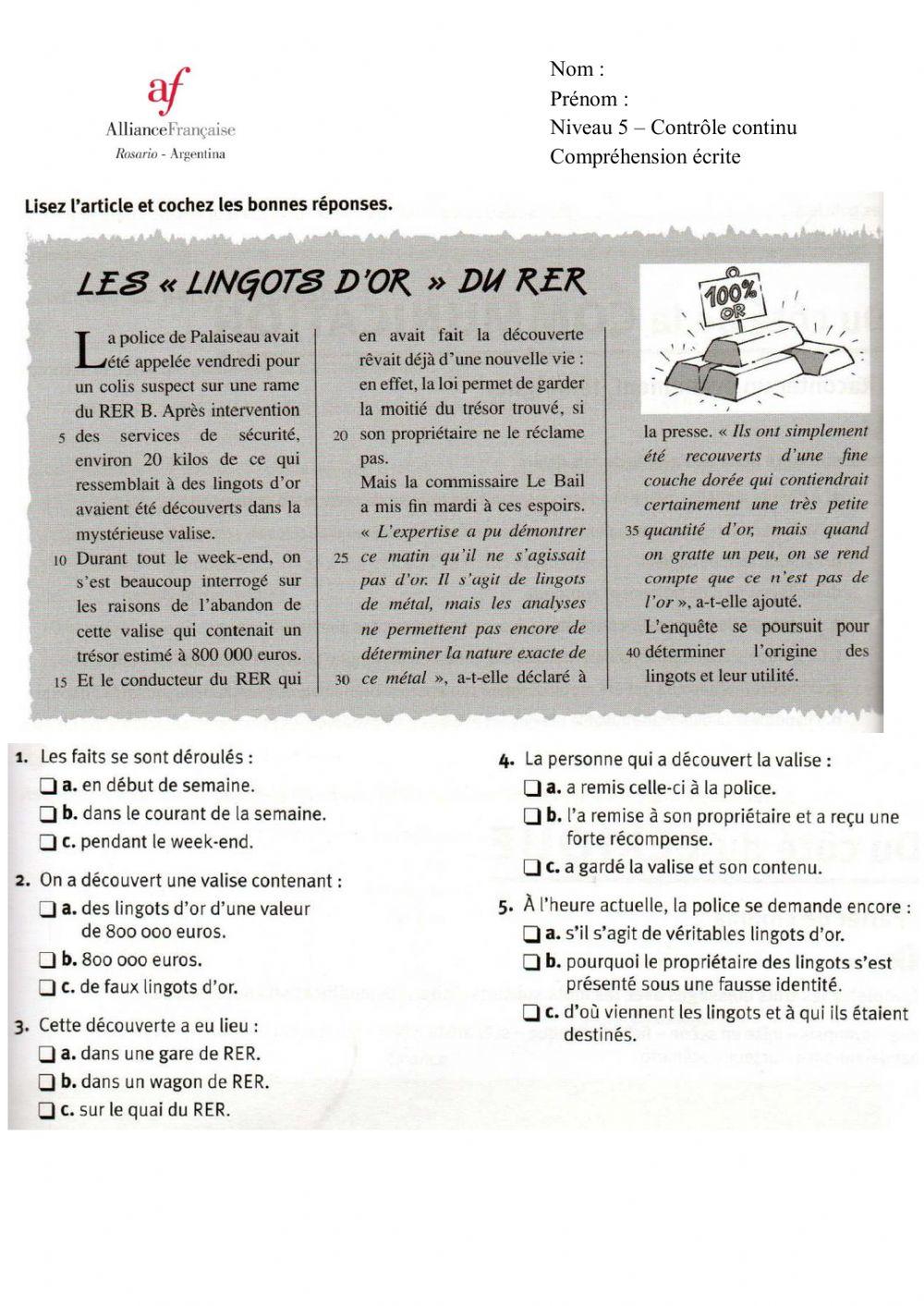 Compréhension écrite