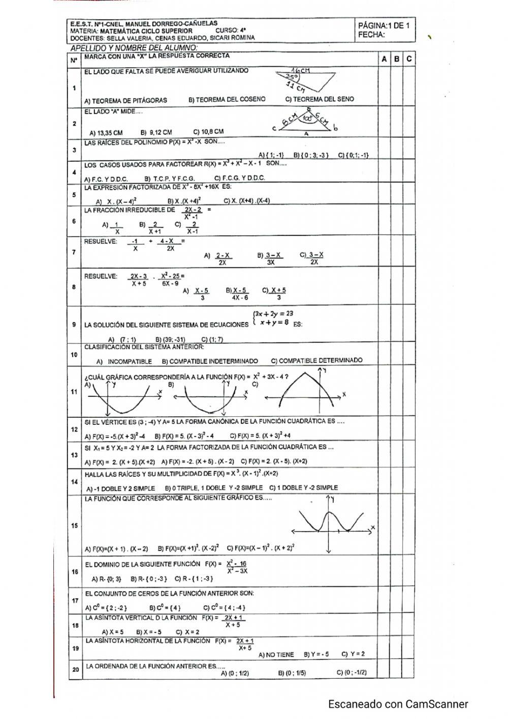 Examen 4º previos y completa carrera turno noviembre