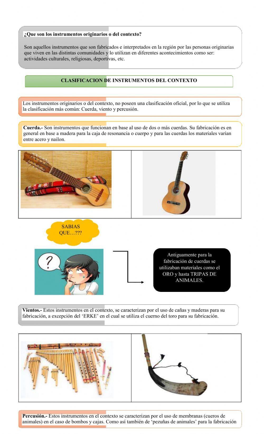 Clasificación de instrumentos