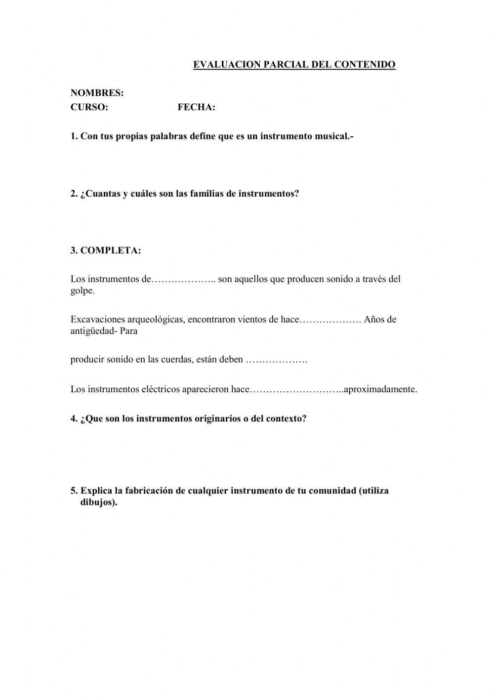 Clasificación de instrumentos