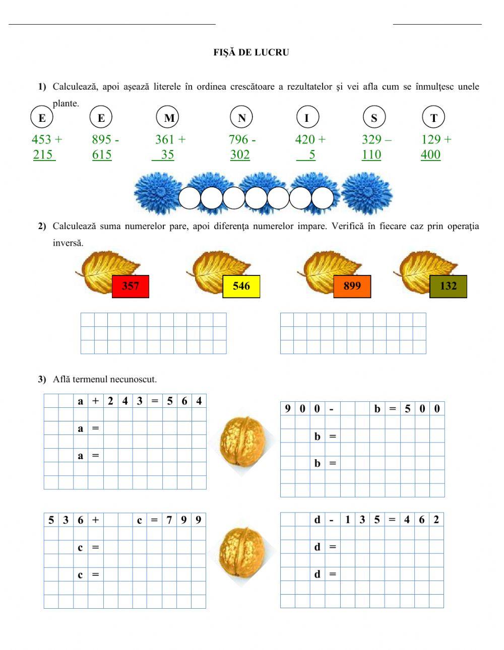 Adunarea si scăderea 0-1000