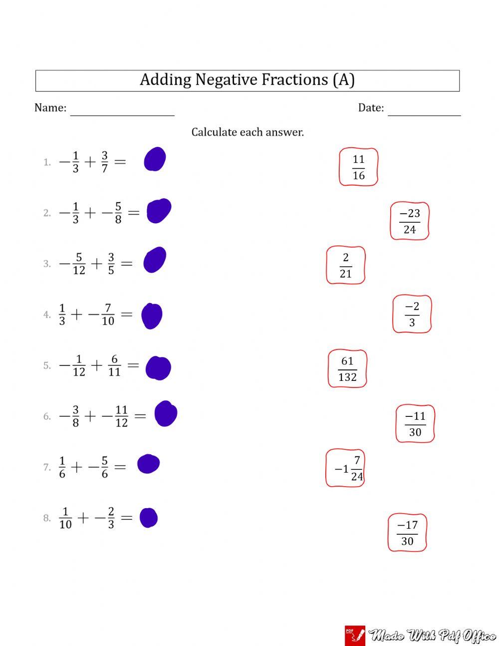 Subtracting Fractions