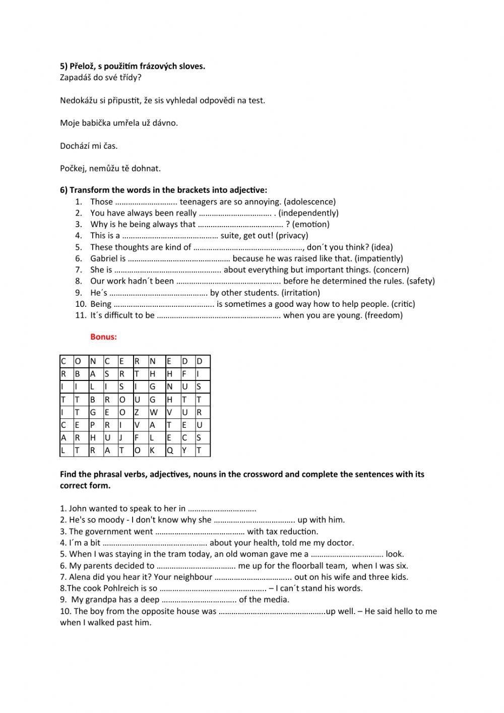 Phrasal verbs MS Unit 1 intermediate