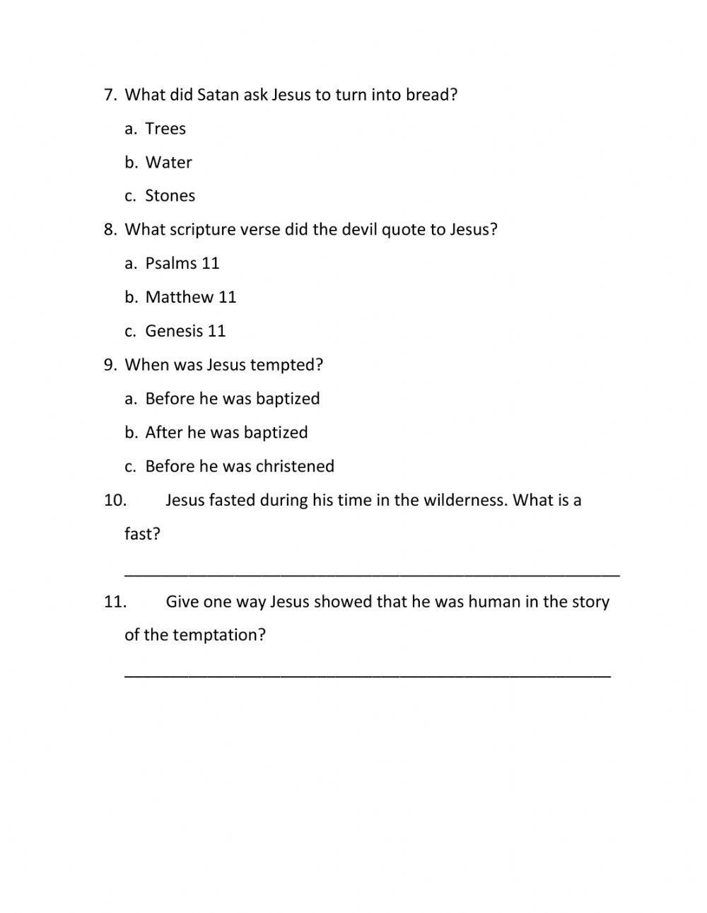 The temptation of Jesus