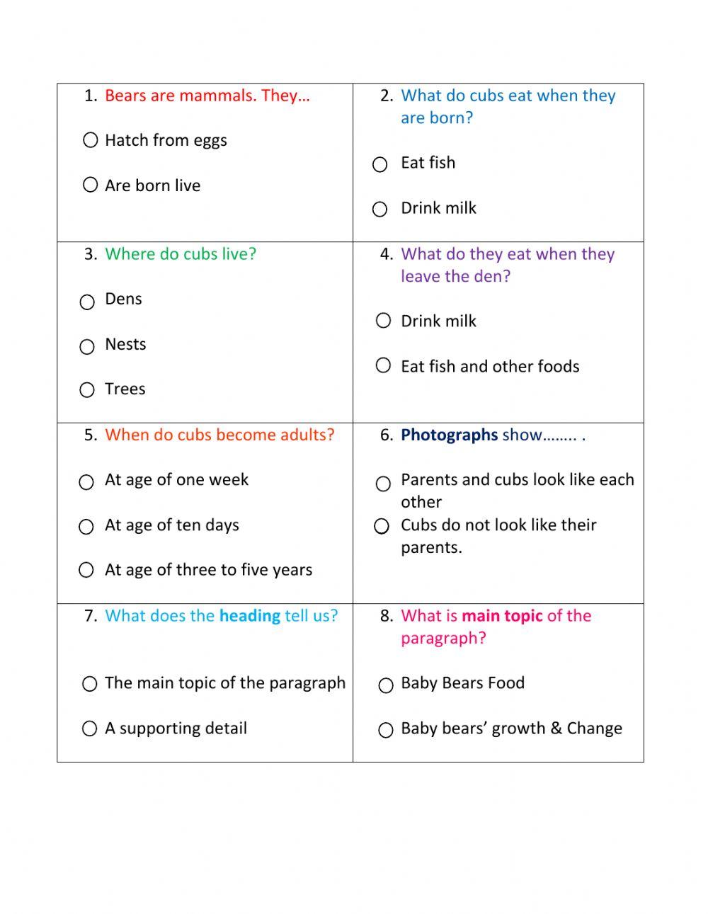 Cubs Grow Up 461075 Hidaya Kanshaw LiveWorksheets