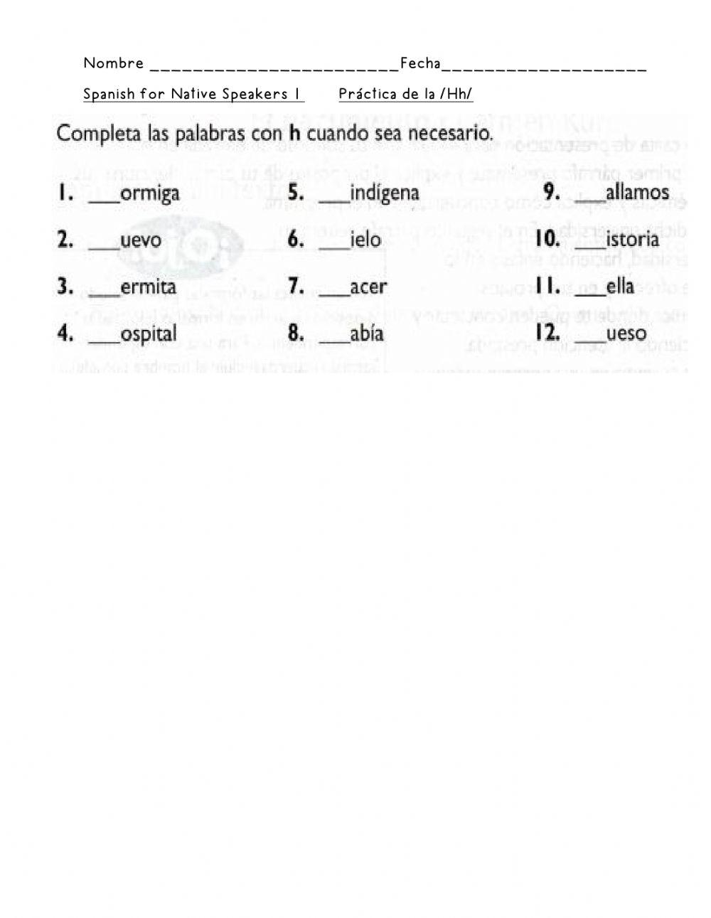 Práctica de la -Hh-