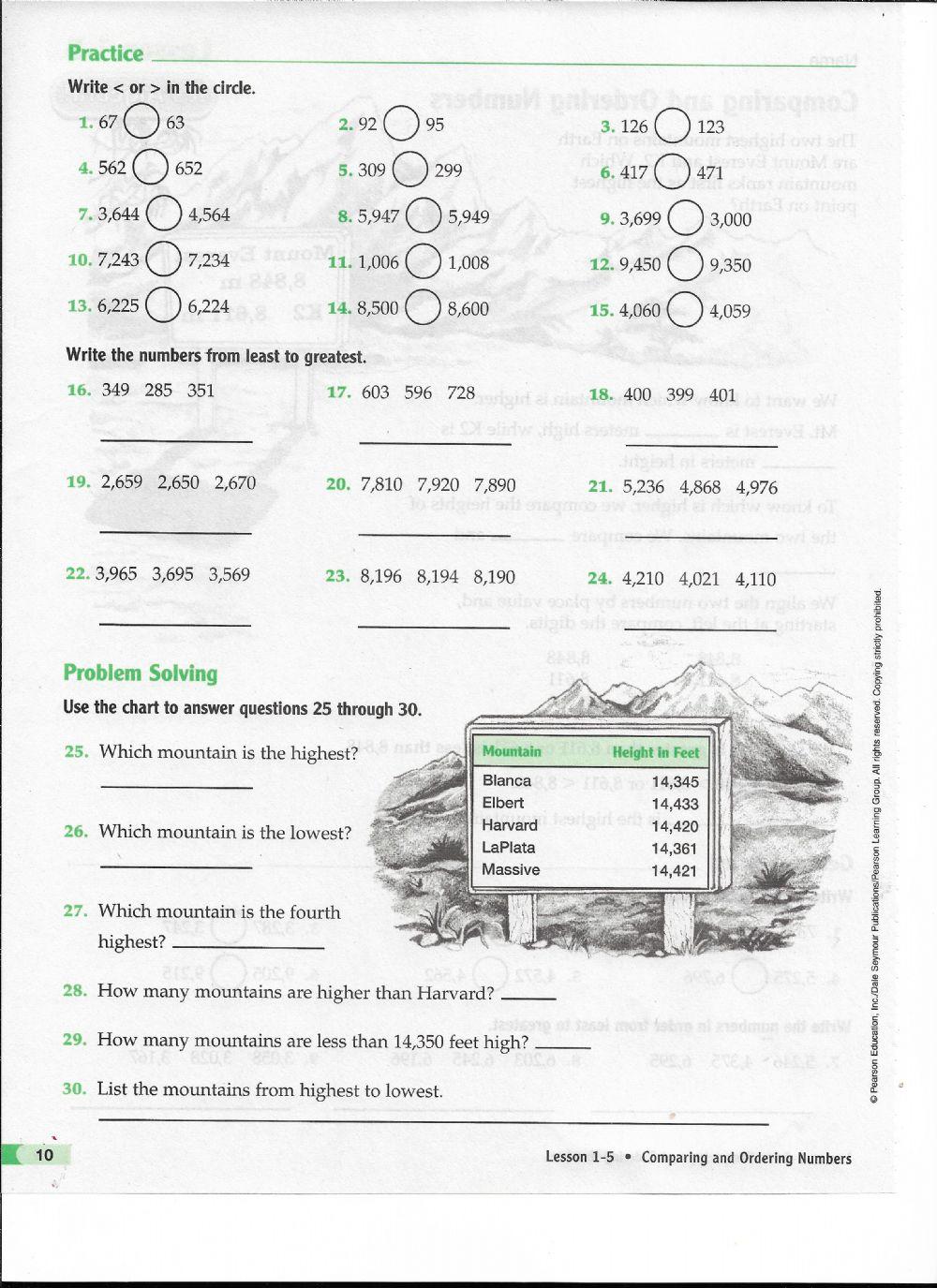 Comparing and Ordering Numbers 2