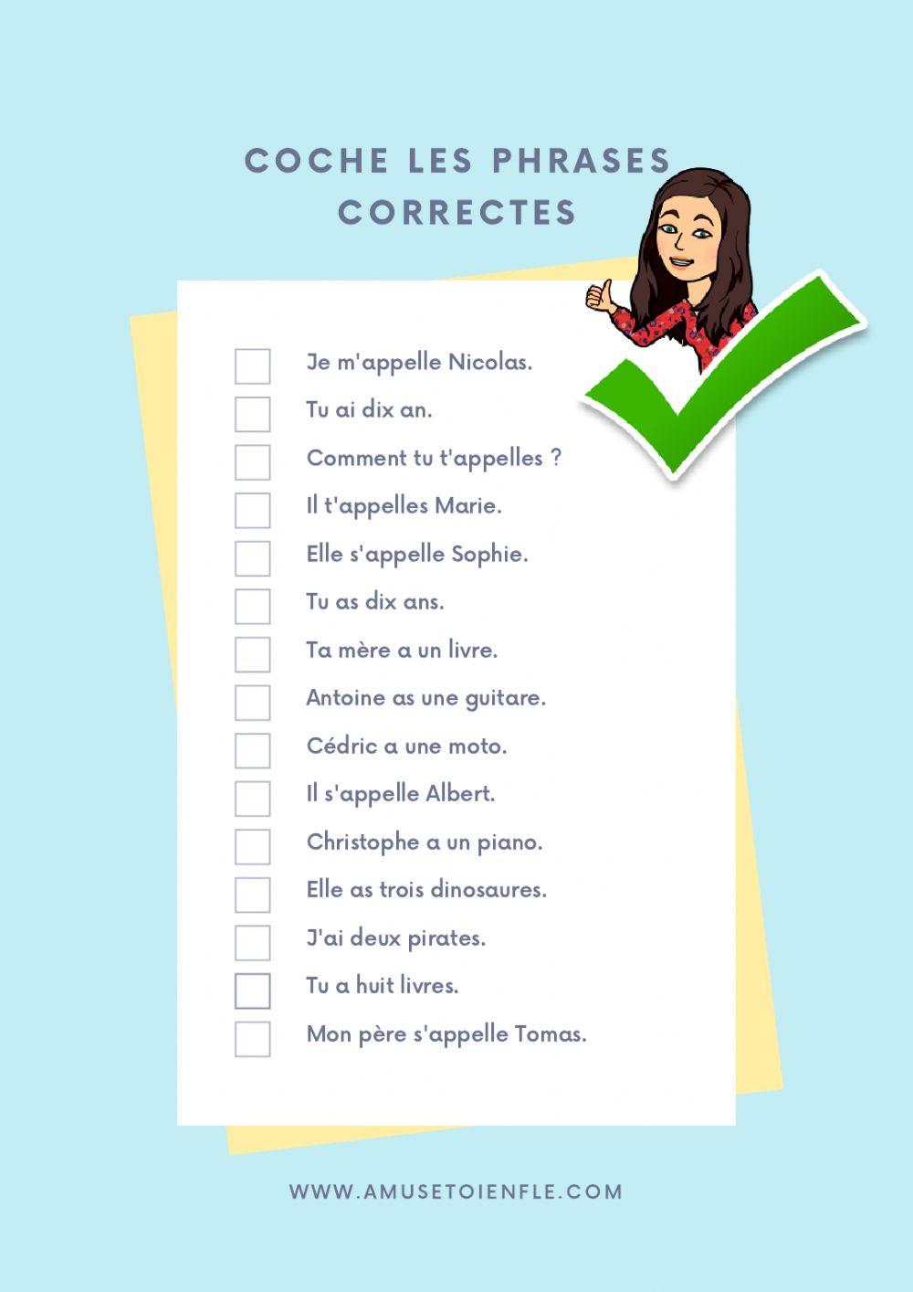 Verbes s'appeller et avoir