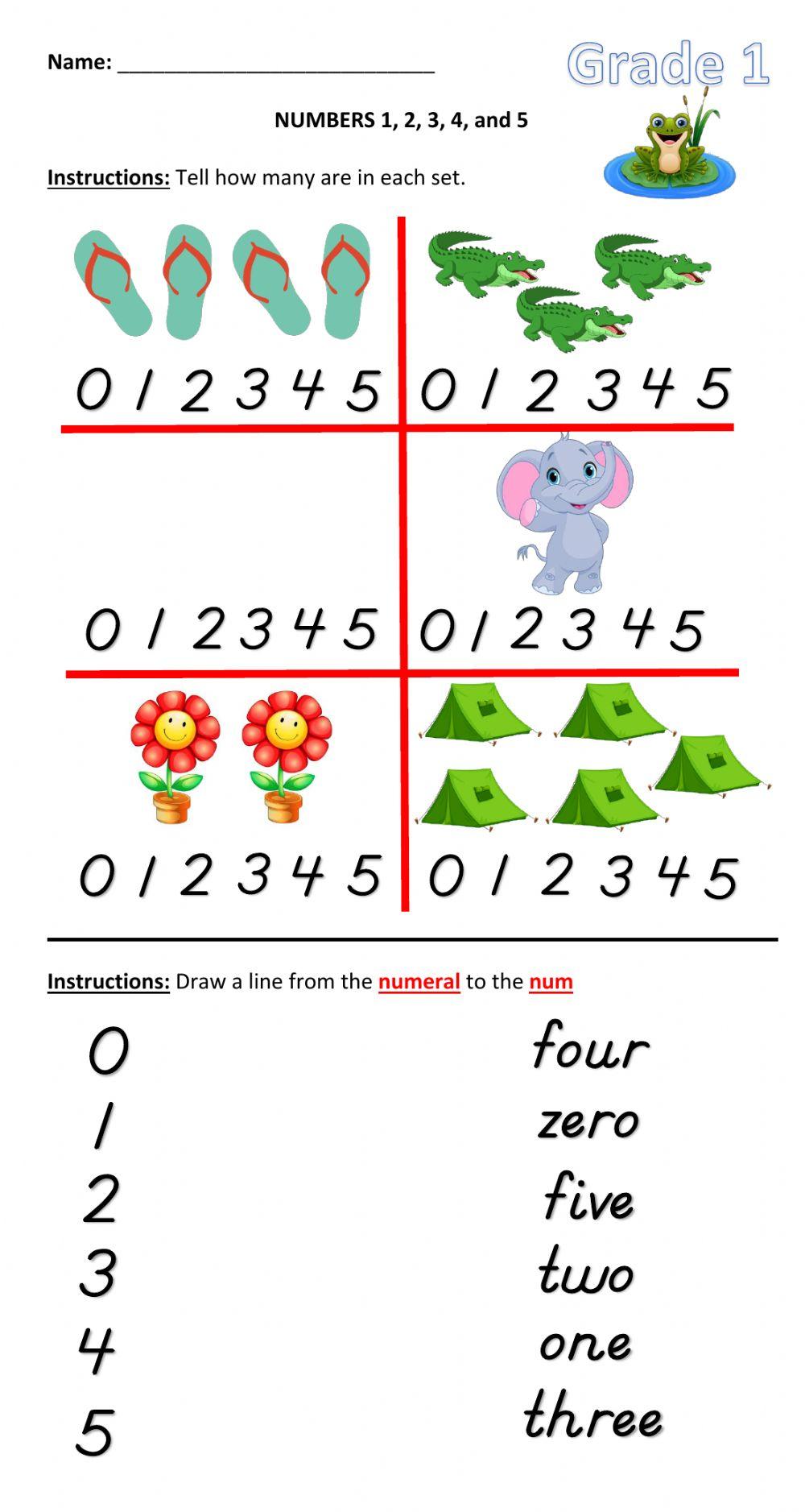 Numbers 0-5 (Number Words) Worksheet Live Worksheets