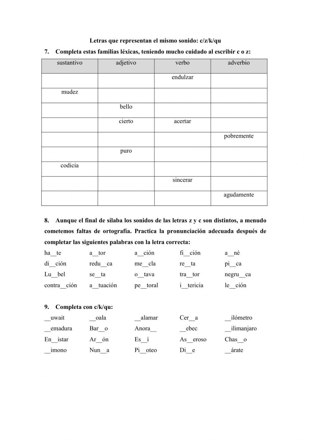 Repaso ortografía grafías