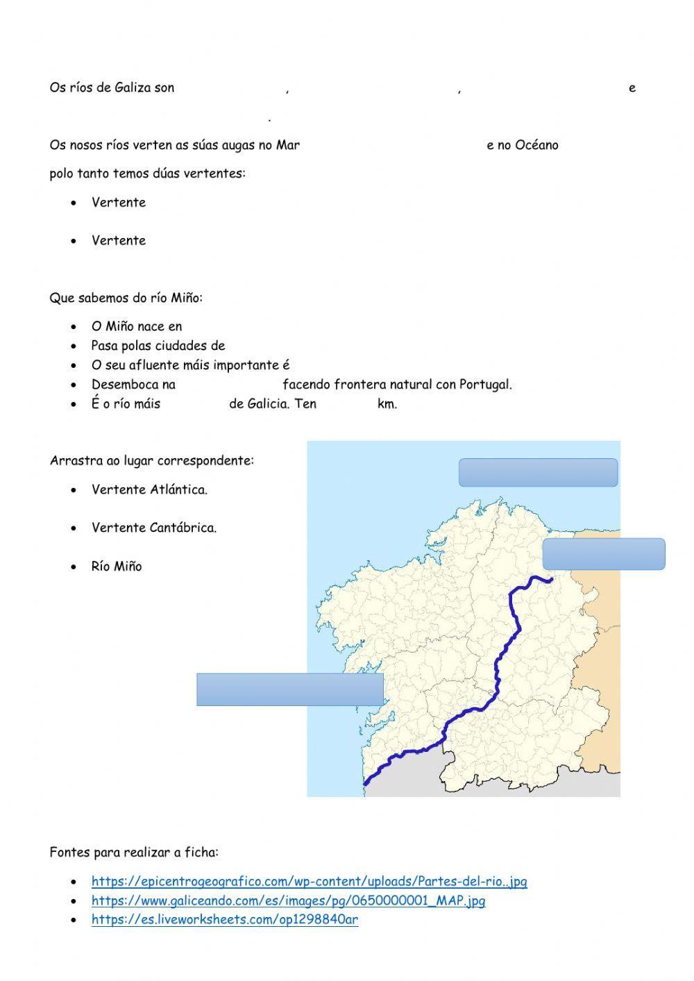 Elementos dun río e ríos de Galicia