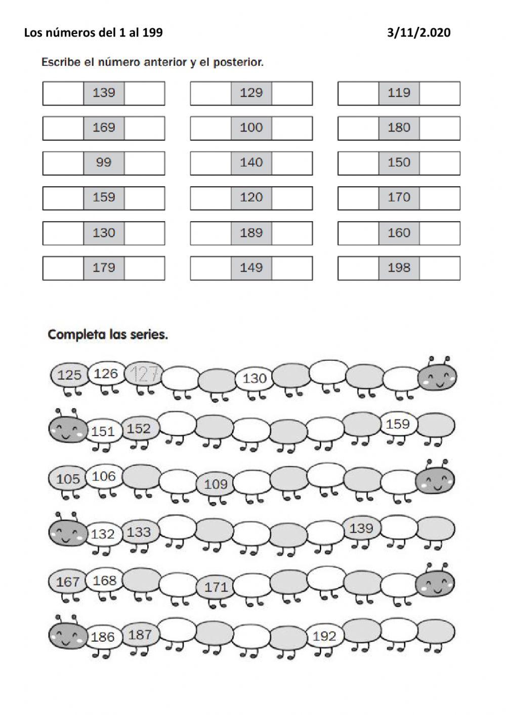 Los números del 0 al 199