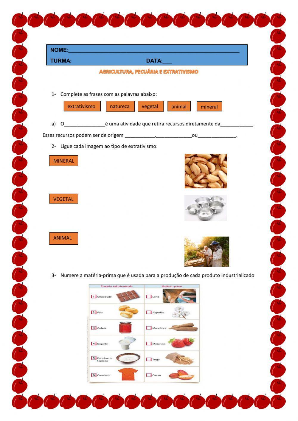 Agricultura, pecuária e extrativismo