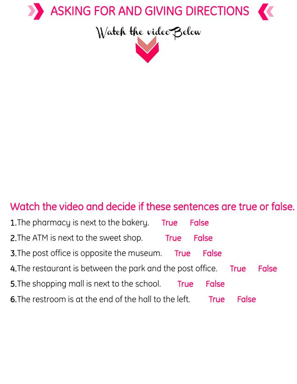 Asking for and giving directions