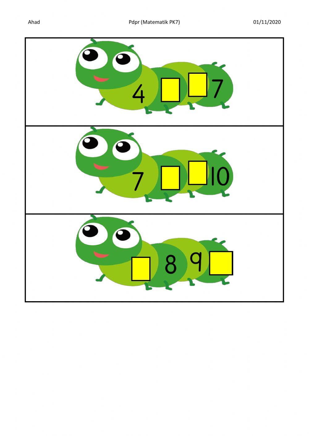Lengkapkan urutan nombor 1 -10 ppkibp
