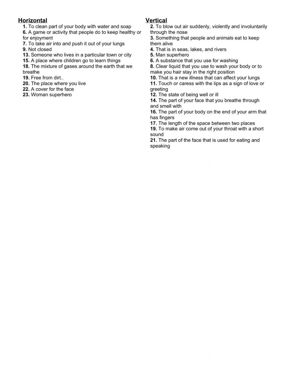 CORONAVIRUS CROSSWORD worksheet Live Worksheets
