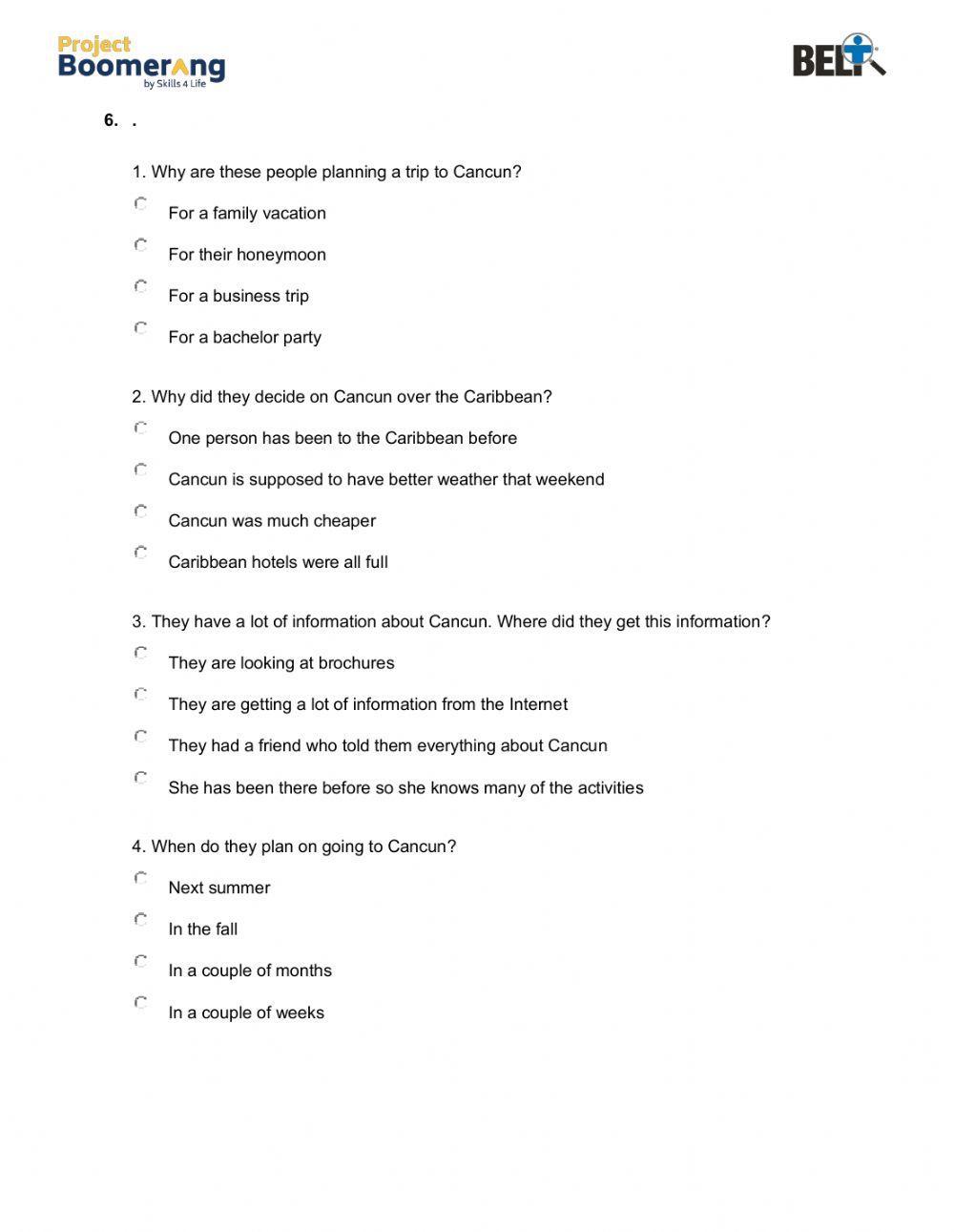 BELT Listening Comprehension Practice Part II