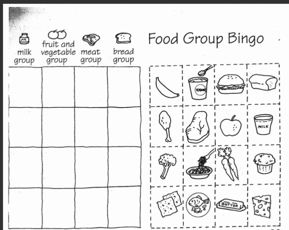 Food Group Bingo