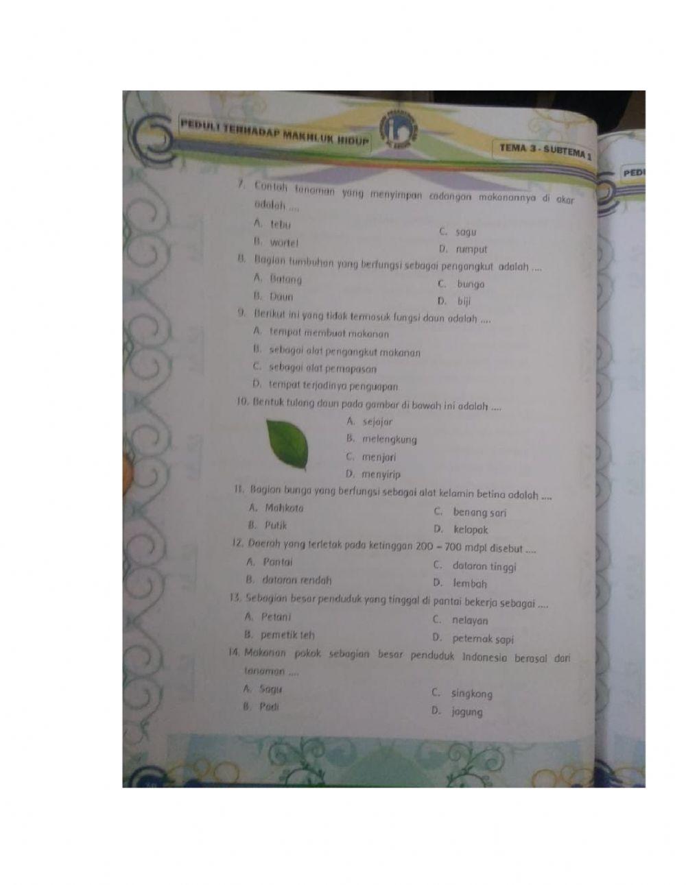Evaluasi sub tema 1 tema 3 Evaluasi sub tema 1 tema 3