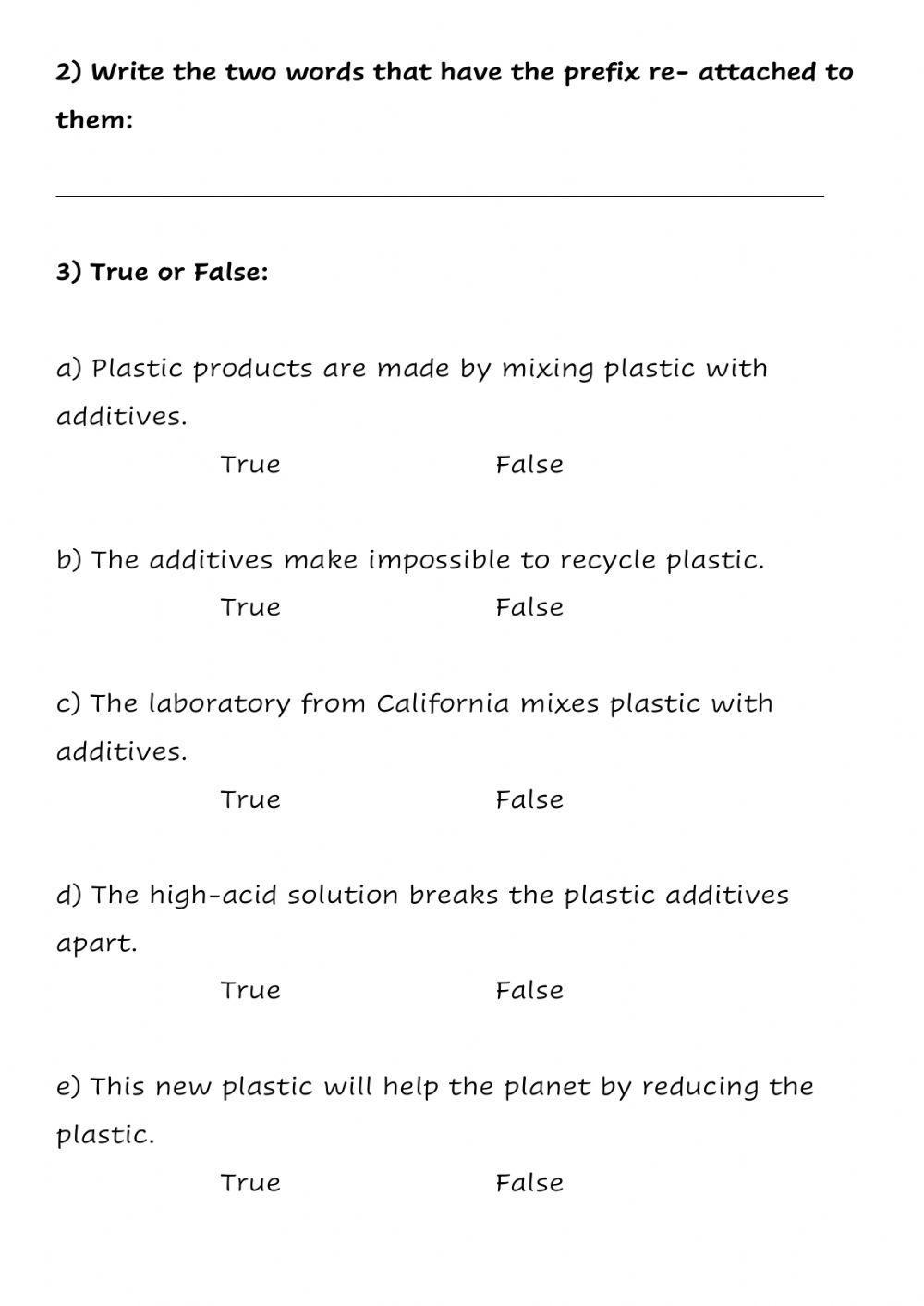 Reading -New Recyclable Plastic