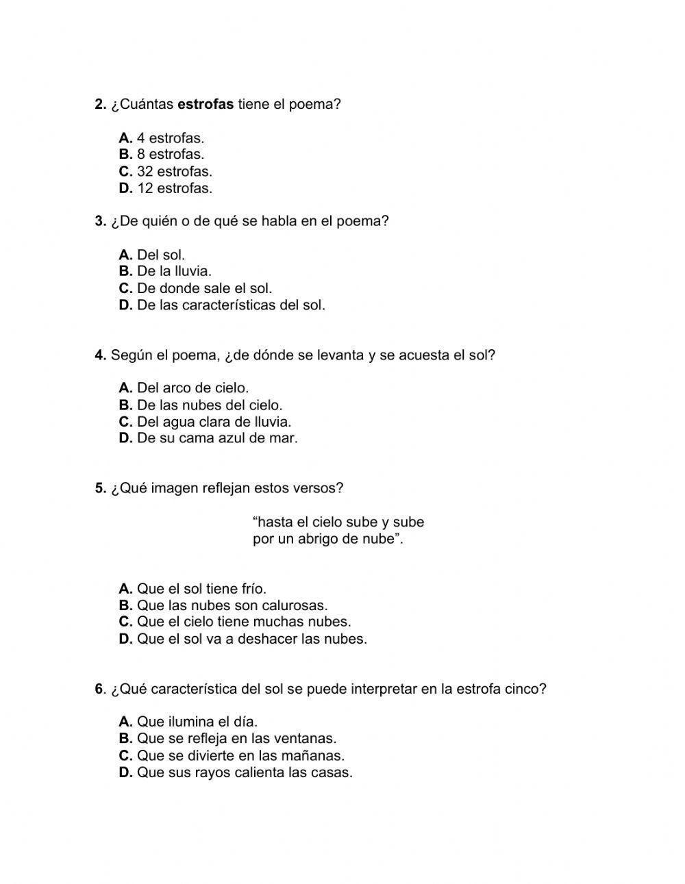 Comprensión de lectura textos poéticos