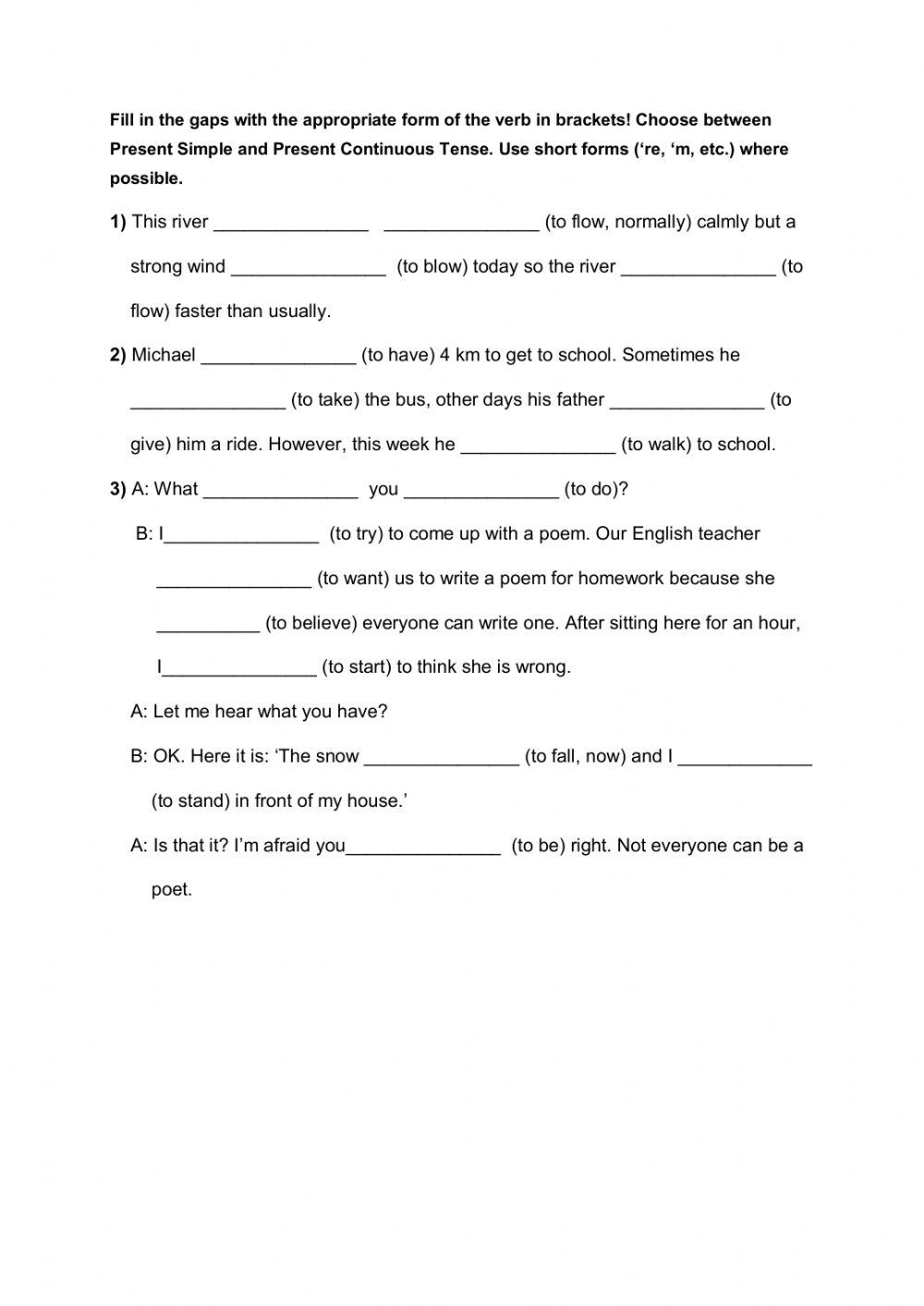 Present Simple vs Present Continuous