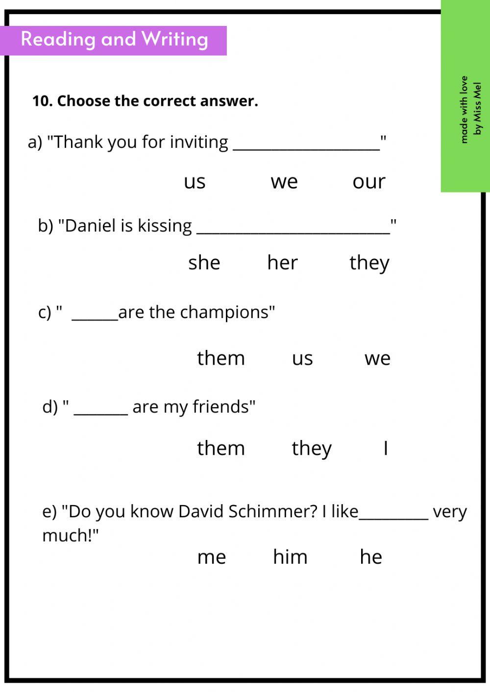Quarter Test - Elementary