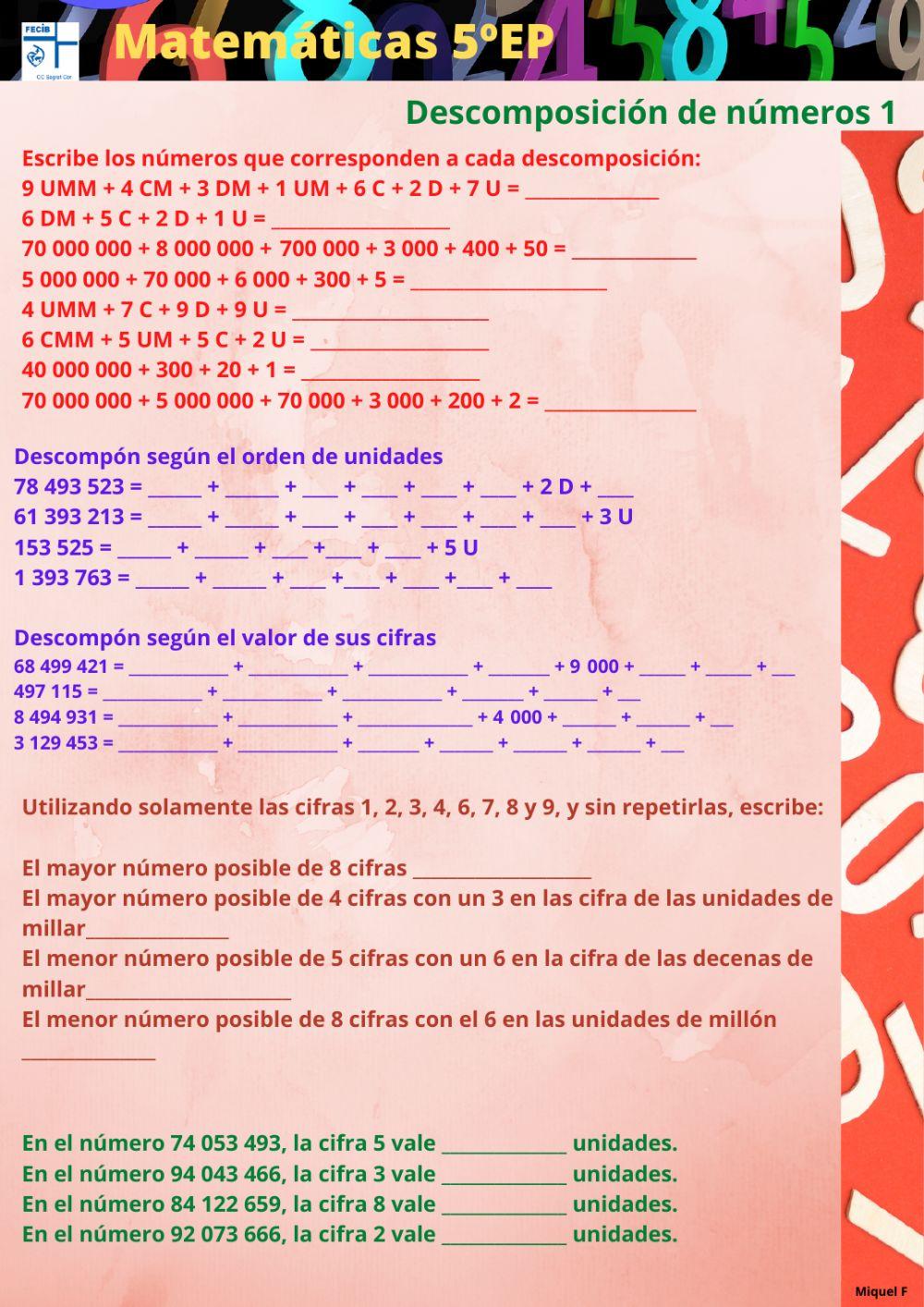 Descomposición de números 1