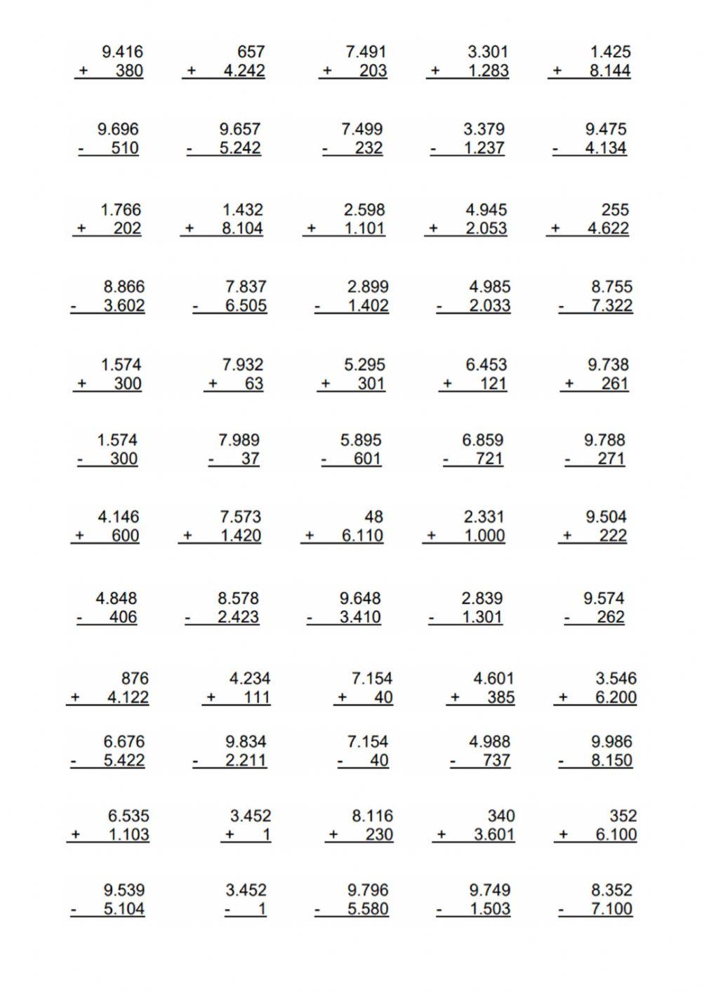 Sumas y restas sin llevadas 1