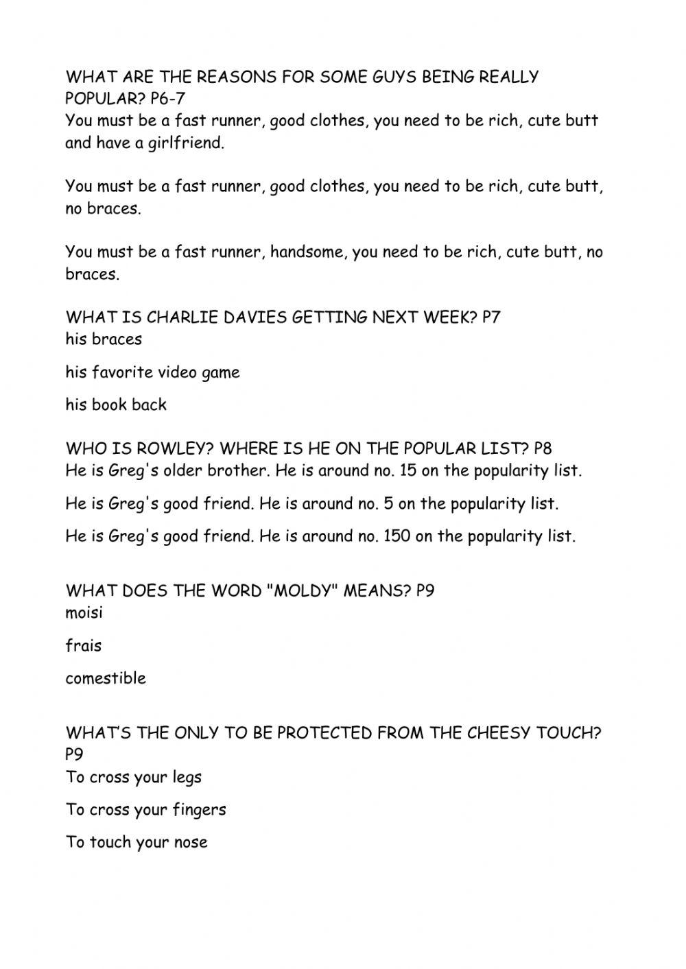 Diary of Wimpy Kid - September Quiz