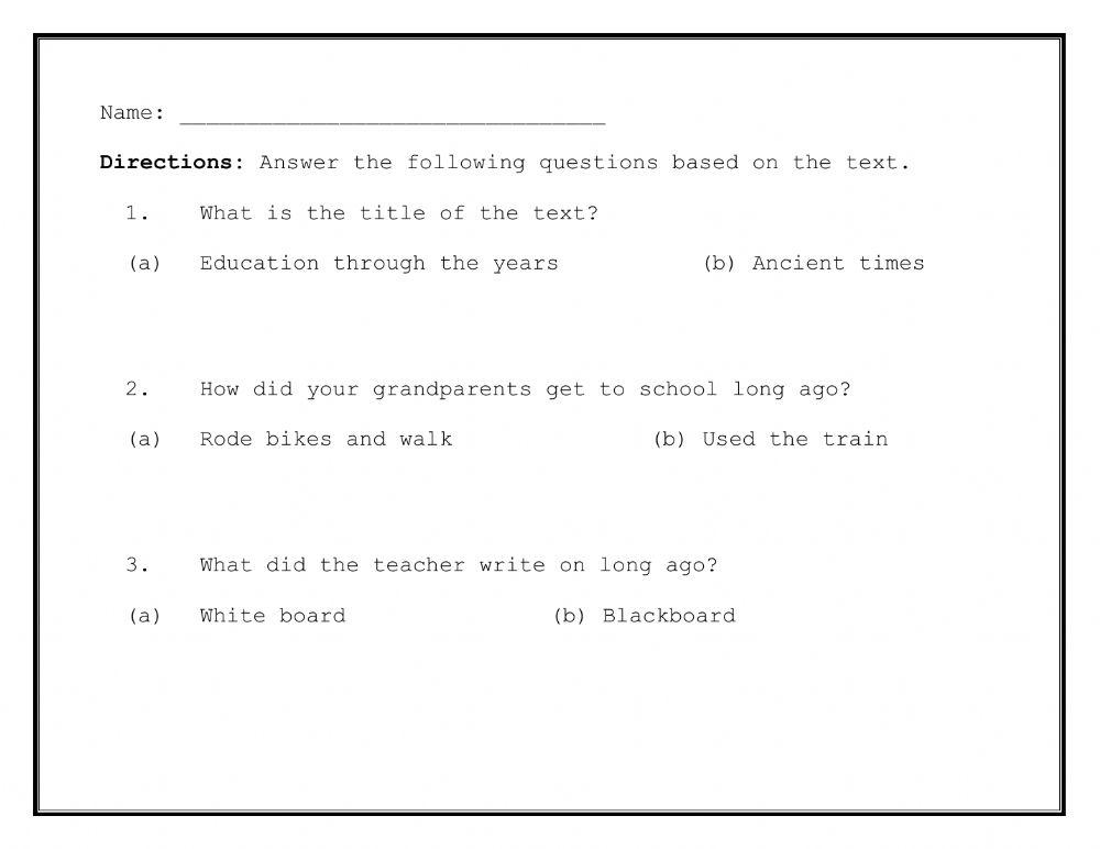 Education through the years. Wh questions L2