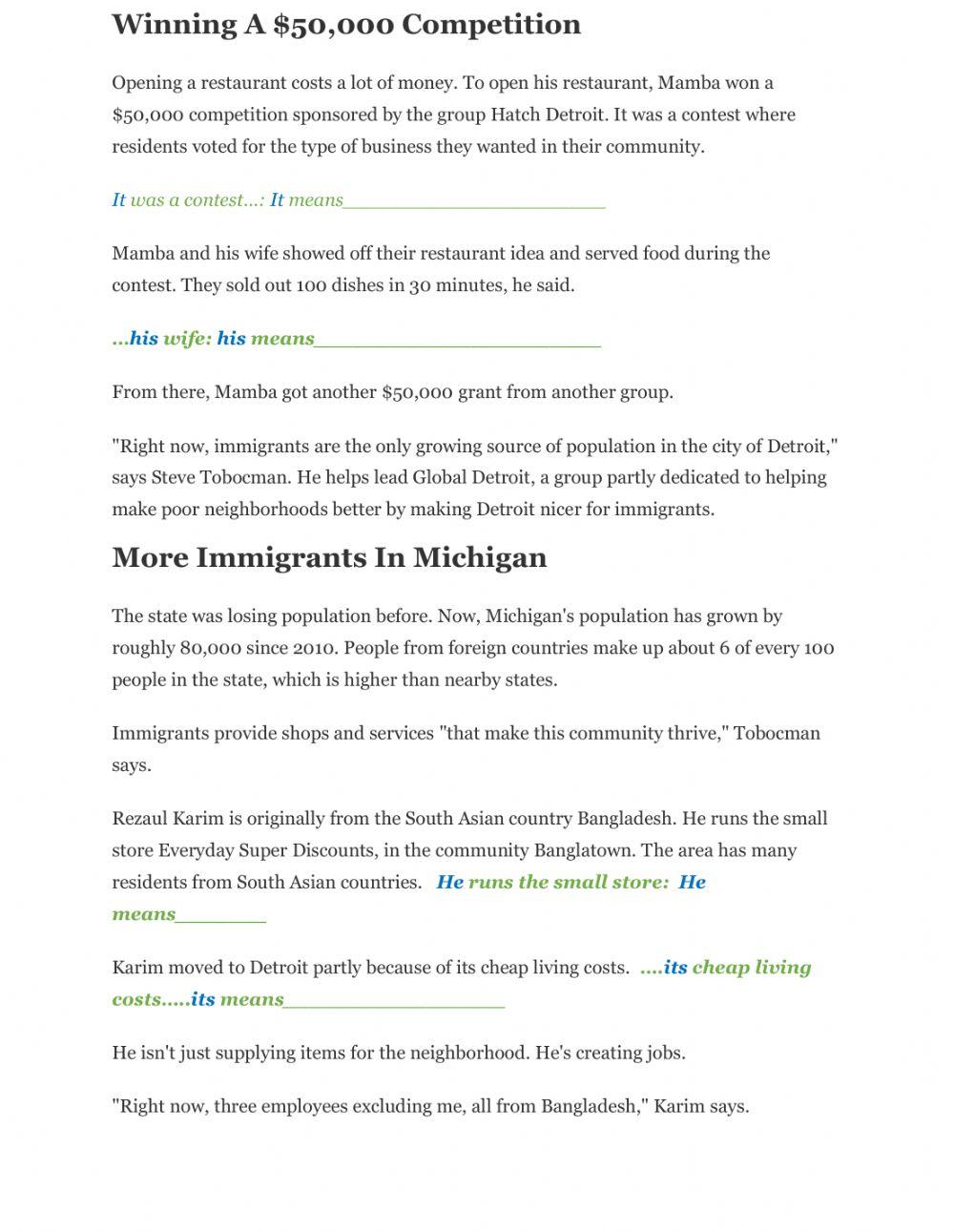 Pronouns -Immigrants Help Detroit