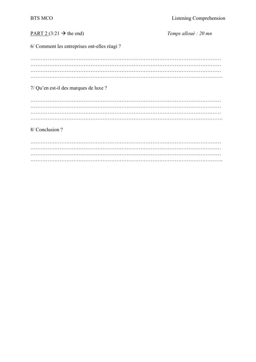 The Covid consumer economy Listening comprehension