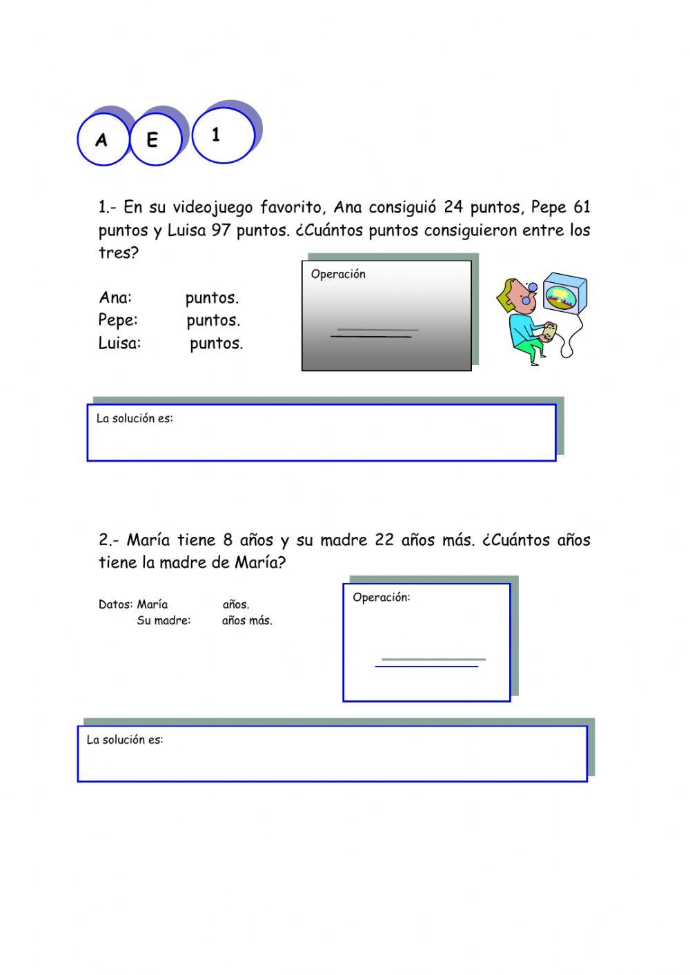 Problemas matemáticos de tercero