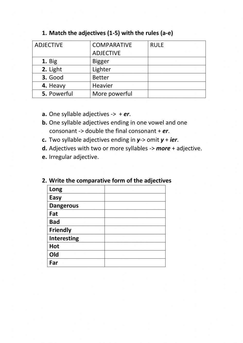 Comparative adjectives