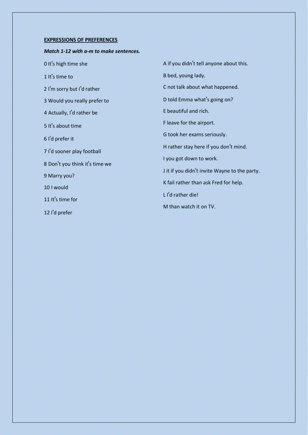 Expressions of preference