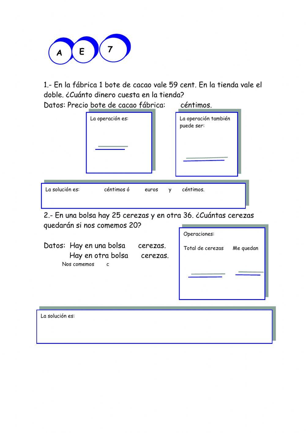 Problemas matemáticos de tercero
