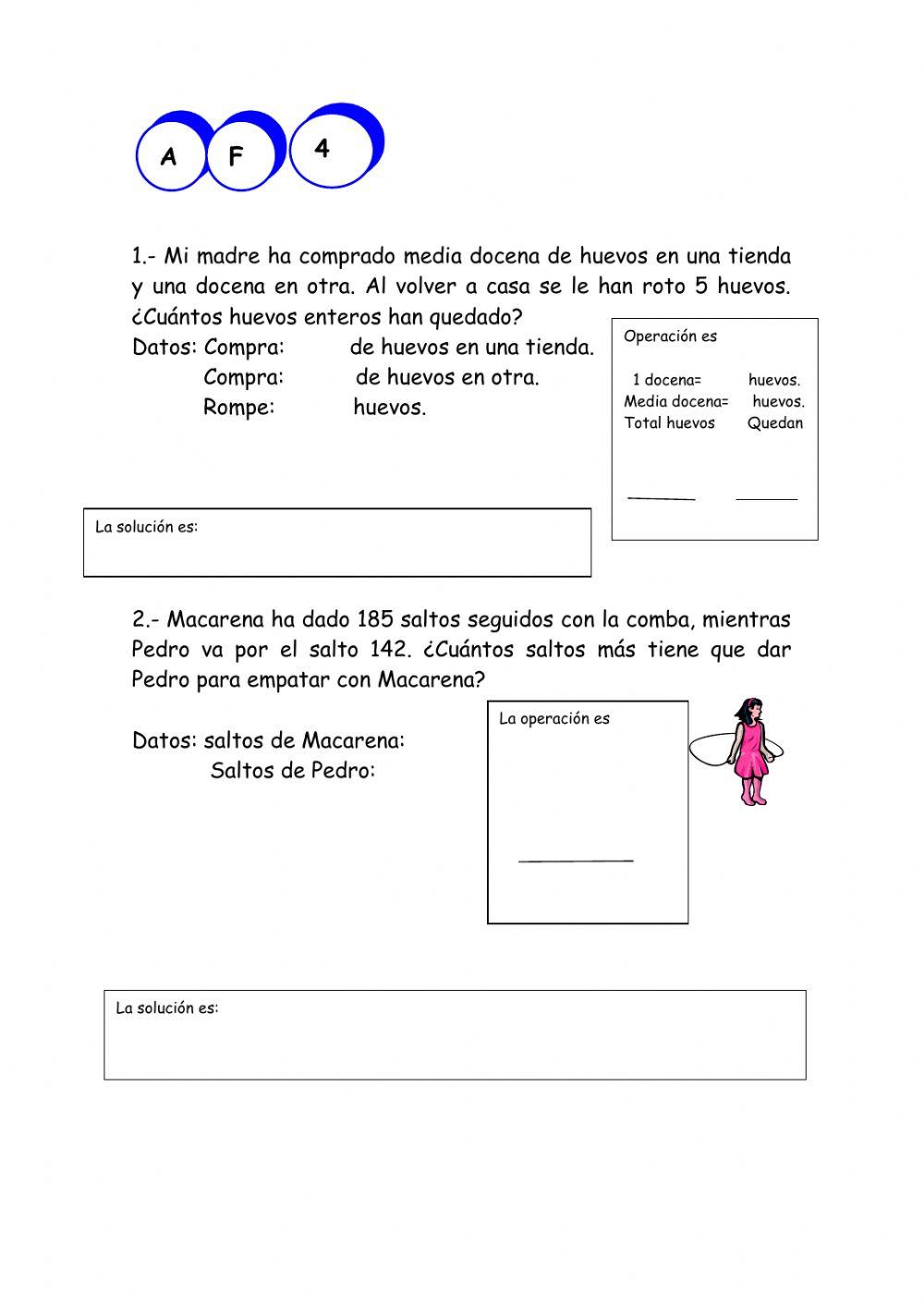 Problemas matemáticos de tercero
