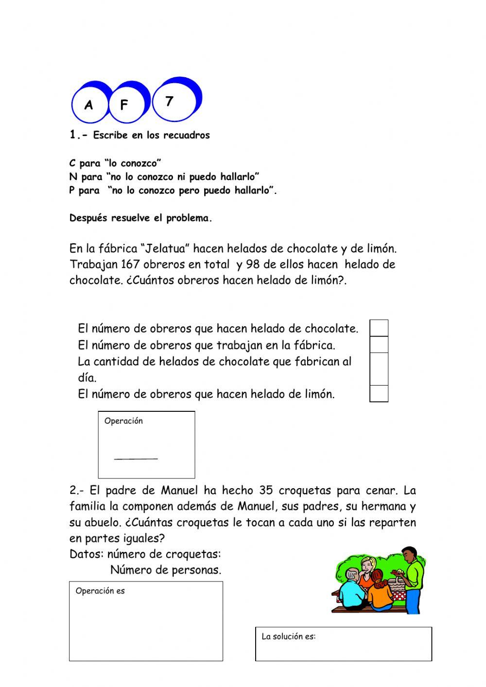 Problemas matemáticos de tercero