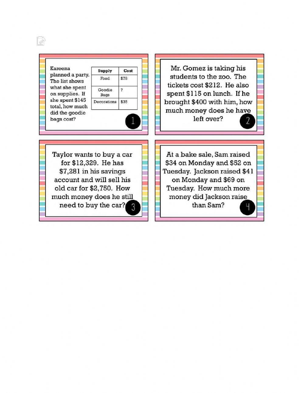 Multi-Step Addition and Subtraction Word Problems