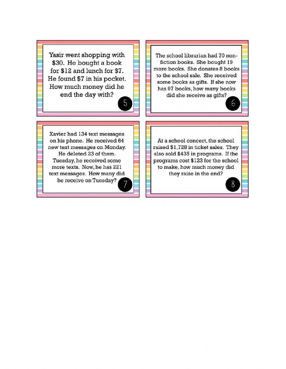 Multi-Step Addition and Subtraction Word Problems