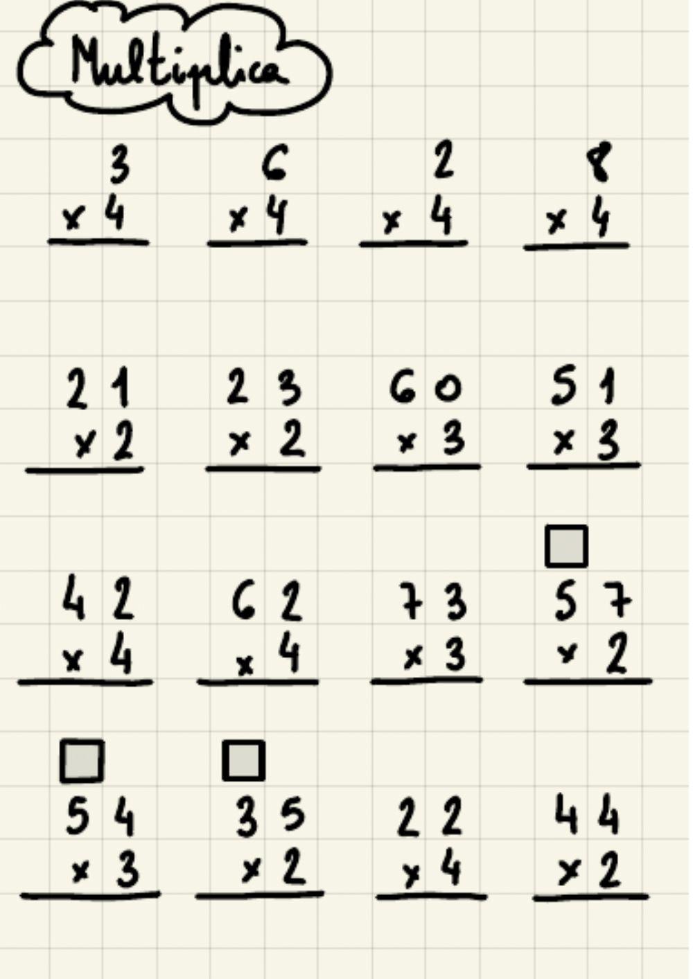 Multiplicar 2, 3 y 4