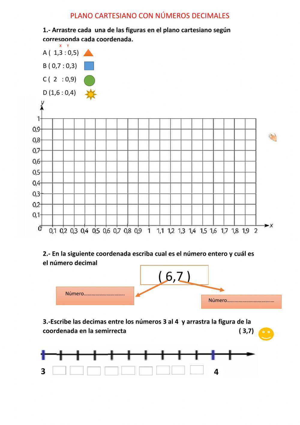 Plano cartesiano con numeros decimales